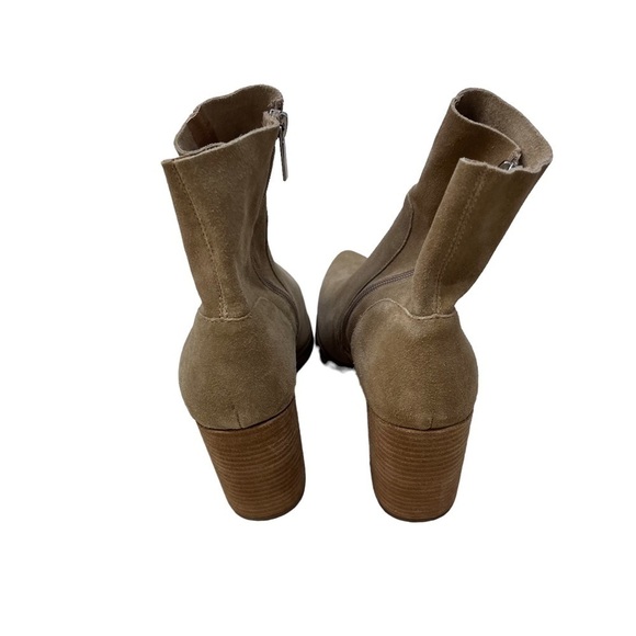 Steve Madden Janetta Suede Boots Tan Size 10 Block Heel Western Pointed Toe - Picture 5 of 10